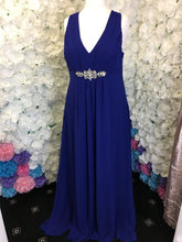 Load image into Gallery viewer, Plunging V Neck Embellished Chiffon Dress Also available in Plus Size