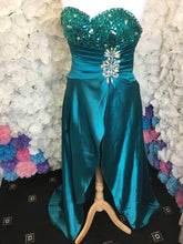 Load image into Gallery viewer, Sweetheart Sequin &amp; Embellished Corset Back Hi-Lo Satin Formal Evening Gown Prom Dress
